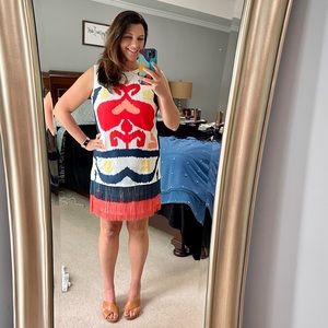 Fringe Shift Dress with Back Zipper